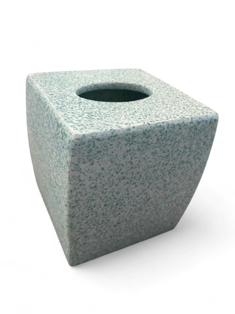 Faux Terrazzo Speckled Tissue Box Cover Blue Green Stone Postmodern MCM